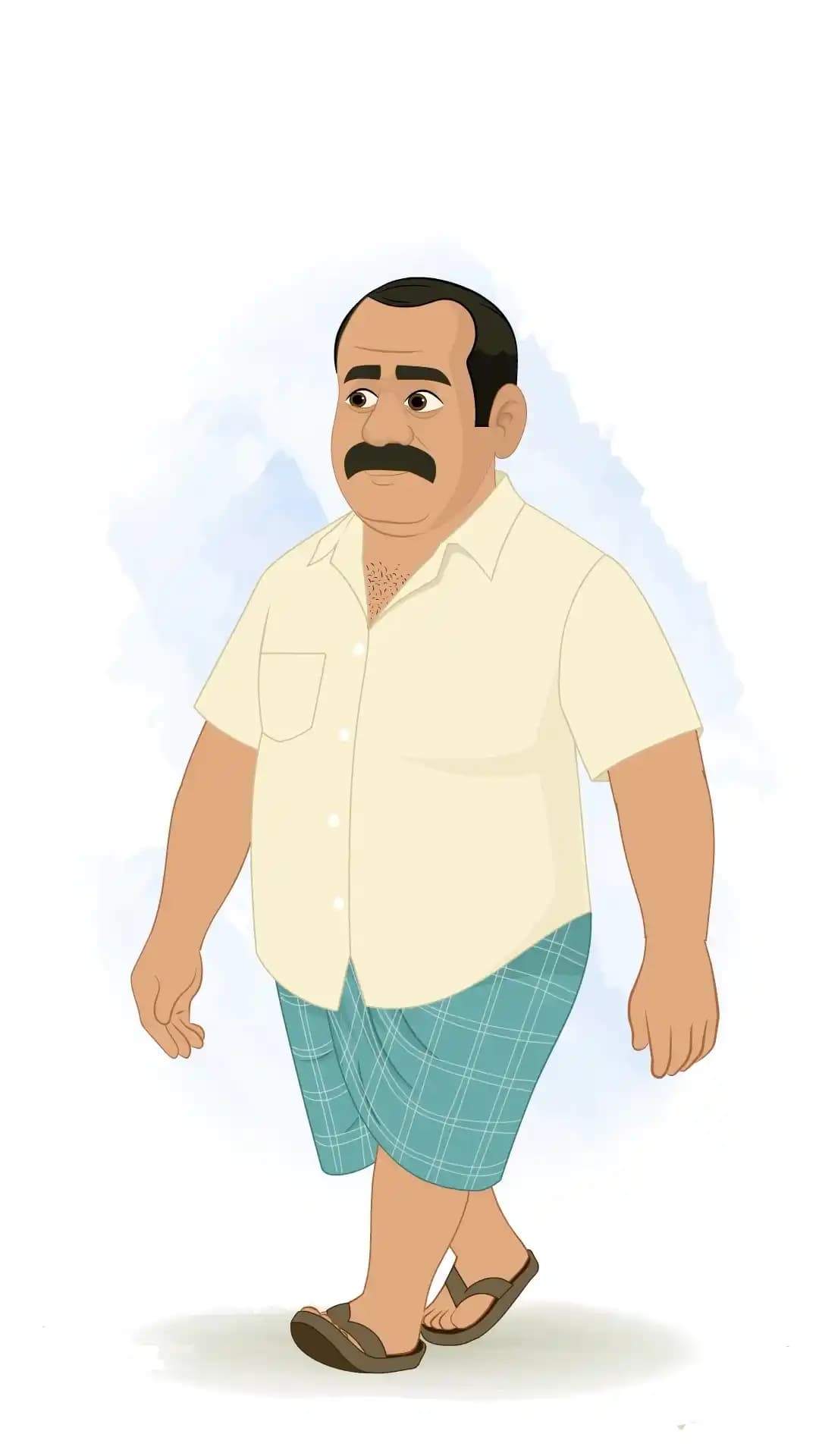 An Indian Man One Third Walk Animated Vector Cartoon Character AKA Himmat Singh