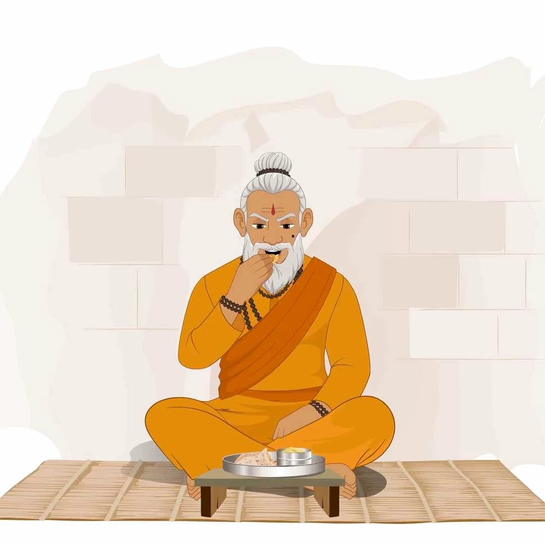 Dhongi baba eating animated vector cartoon character AKA Dhongi baba