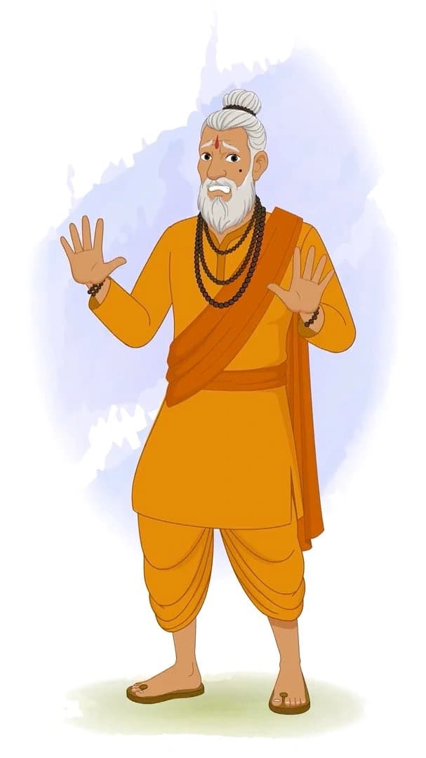 Frightened baba animated vector cartoon character AKA Dhongi baba