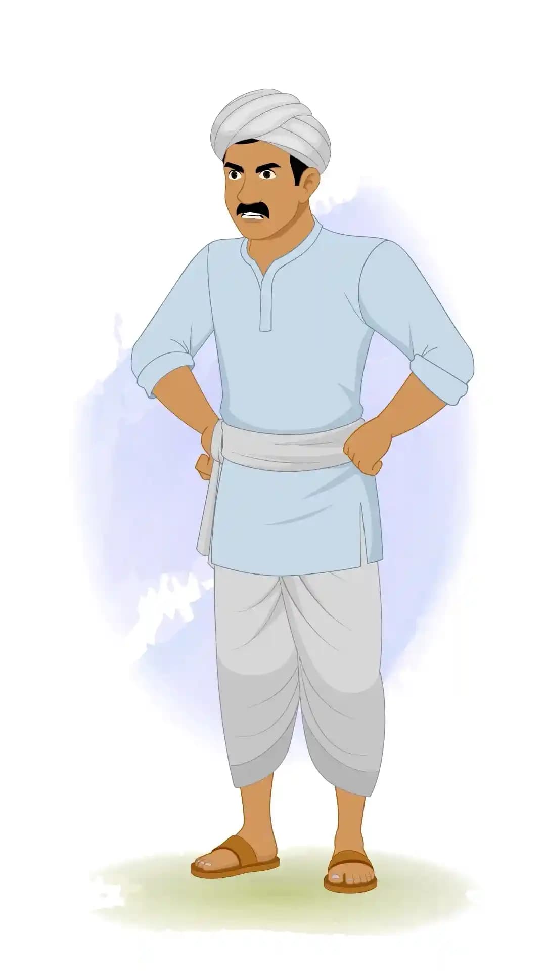 A young Indian angry village man animated vector cartoon character AKA Mohan