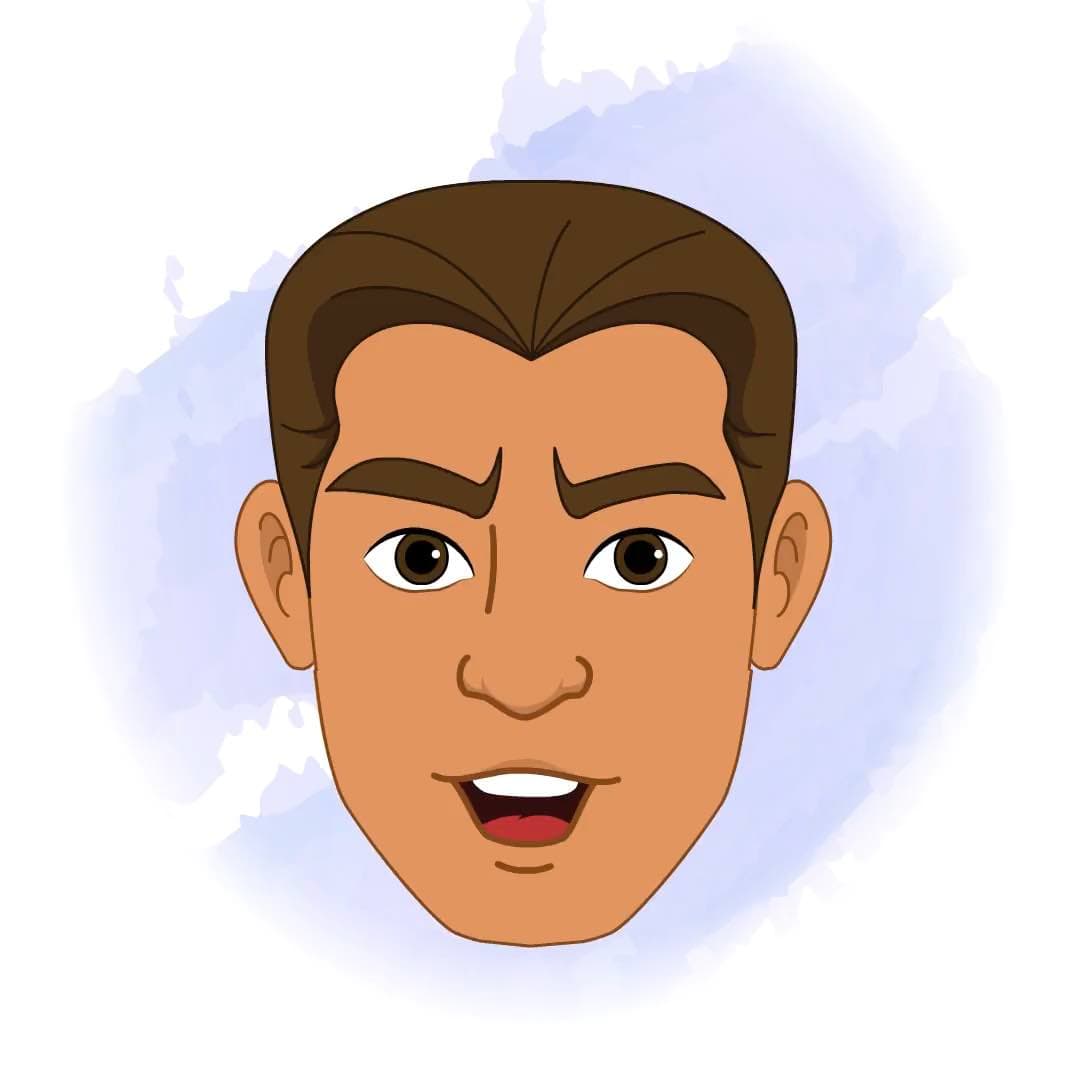 A muscular Indian warrior face expression animated vector cartoon character AKA Shoorsen