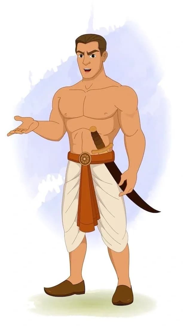 A muscular Indian warrior talking animated vector cartoon character AKA Shoorsen