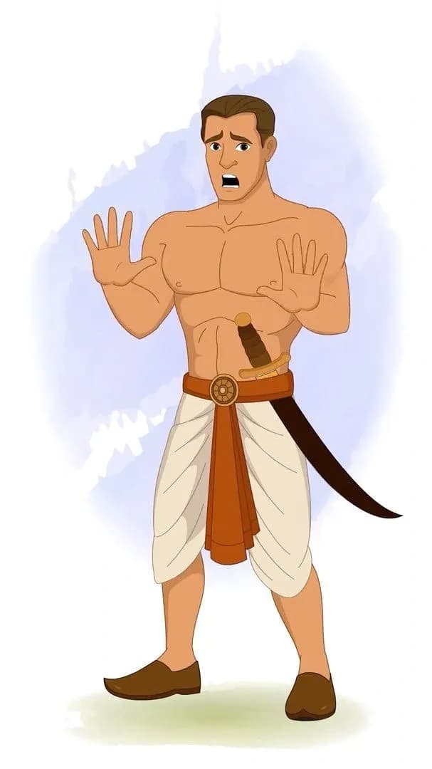 A muscular Indian scared warrior animated vector cartoon character AKA Shoorsen
