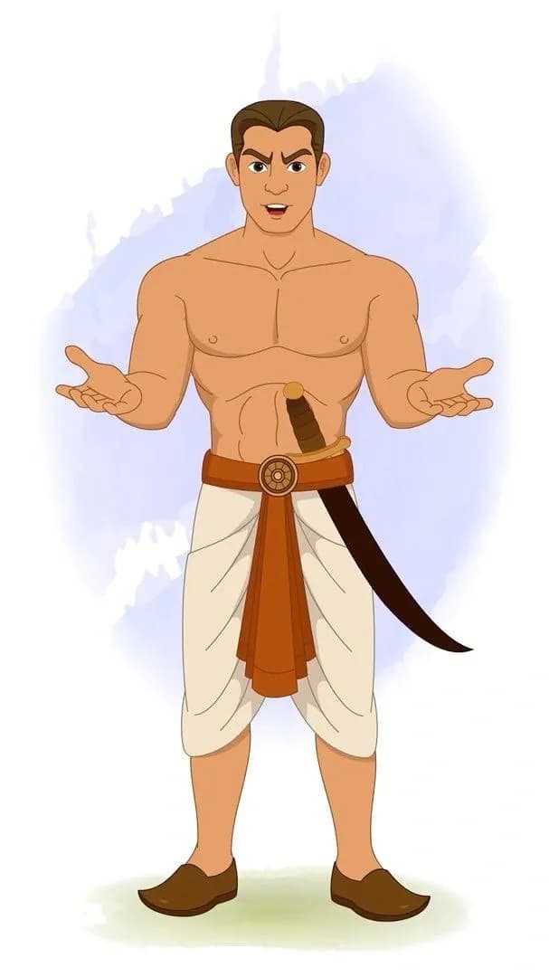 A muscular Indian warrior talking animated character cartoon vector AKA Shoorsen