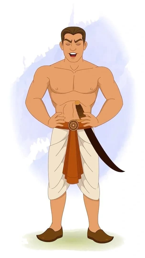 A muscular Indian laughing warrior animated vector cartoon character AKA Shoorsen