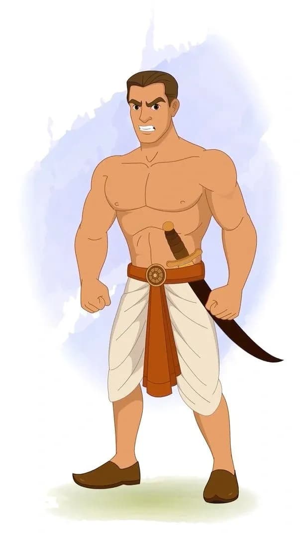 A muscular Indian angry warrior animated vector cartoon character AKA Shoorsen