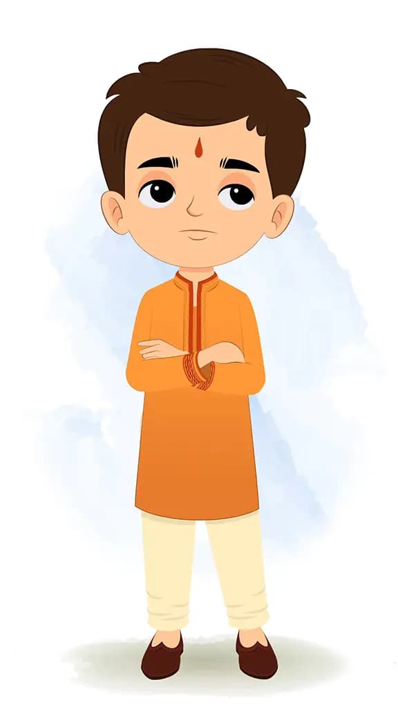 An annoyed Indian boy animated character cartoon vector AKA Bittu