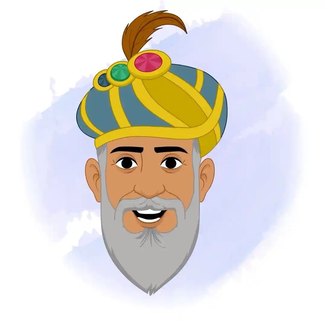 A single vector sheet showing Babar the king’s various facial expressions—neutral, talking, thinking, confused, annoyed, angry, sad, laughing, surprised, scared—alongside corresponding lip-sync mouth shapes (O, A/I, E, U/W, BMP, FV, TH, L) AKA Babur