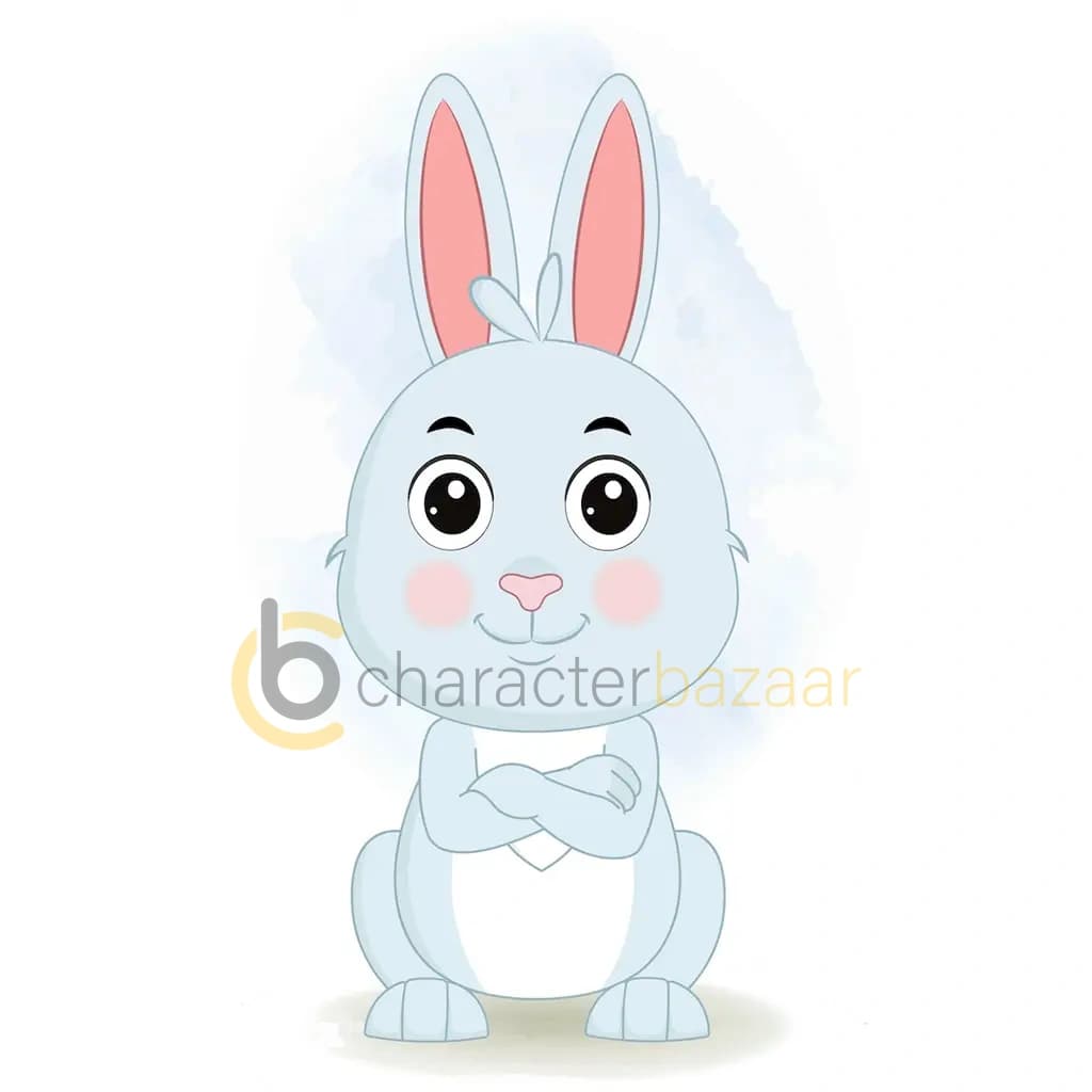 A cute rabbit standing with cross hand and talking animated cartoon character aka drax the rabbit