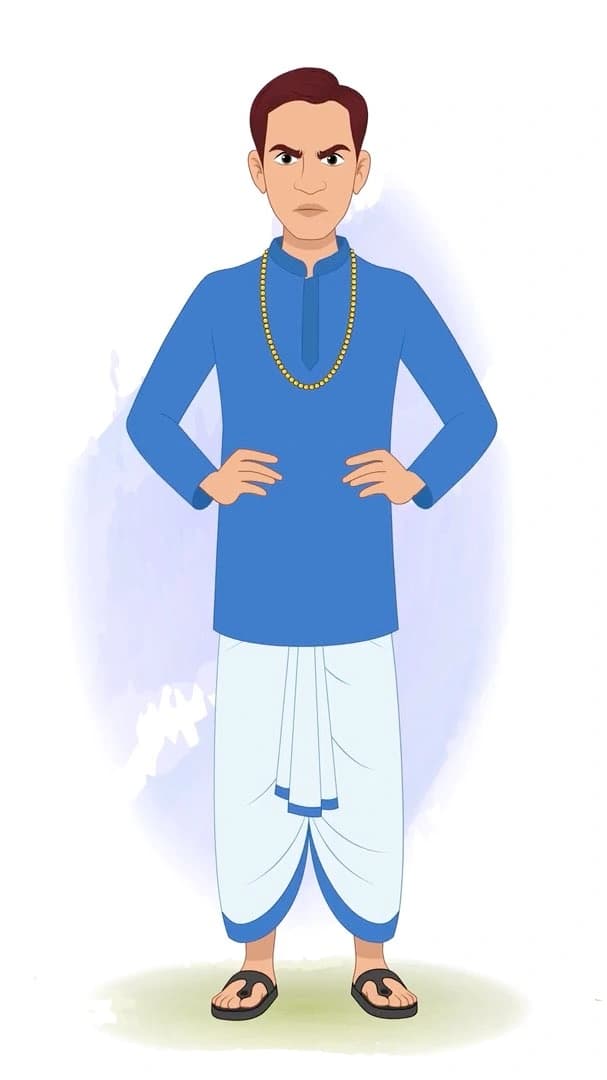 An angry Indian village zamindar animated vector cartoon character AKA Harsh