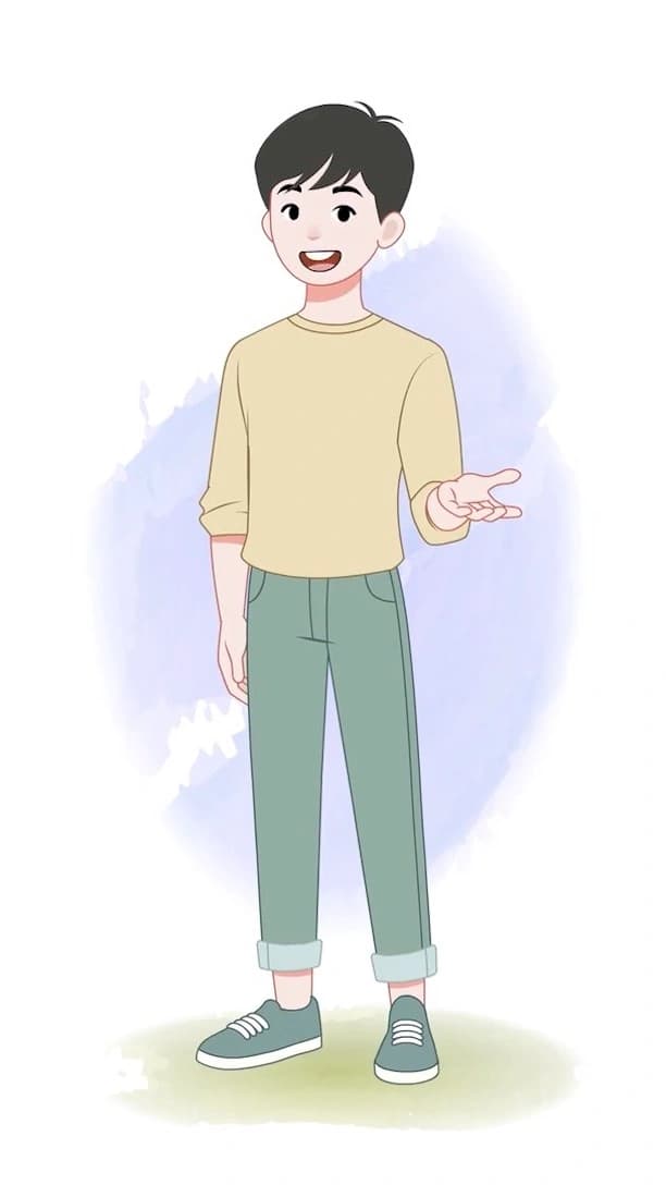 A cute young boy talking animated vector cartoon character AKA Jeffrey