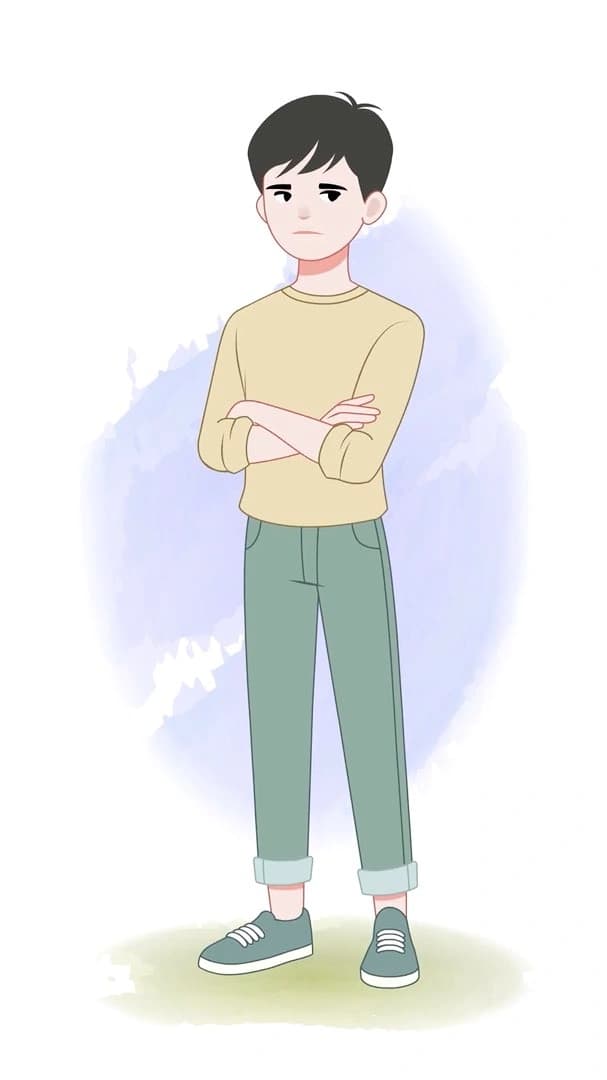 A cute young annoyed boy animated vector cartoon character AKA Jeffrey