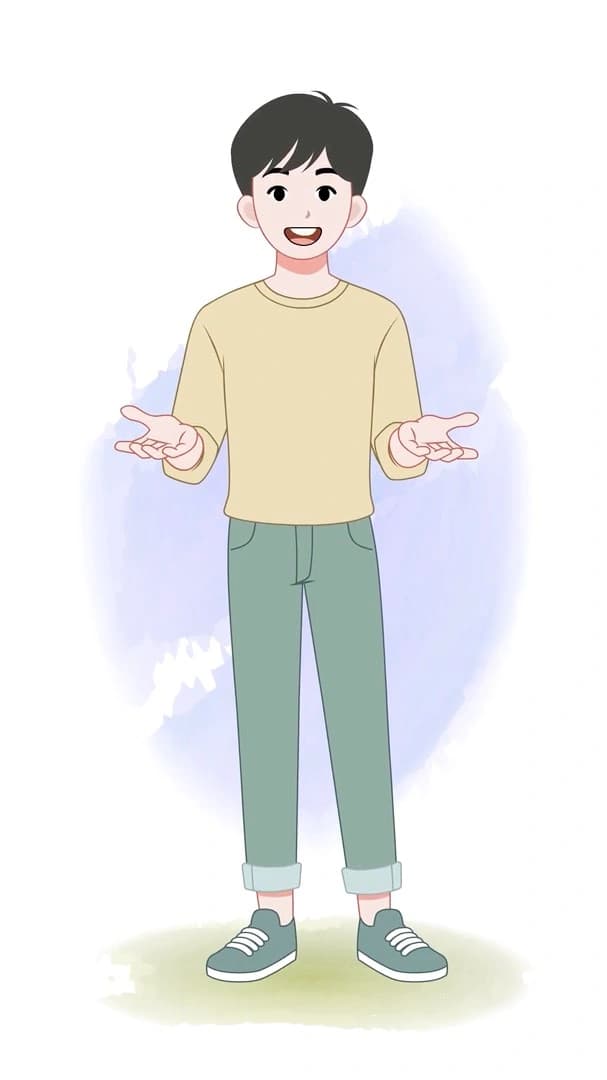 A cute young boy talking animated character cartoon vector AKA Jeffrey