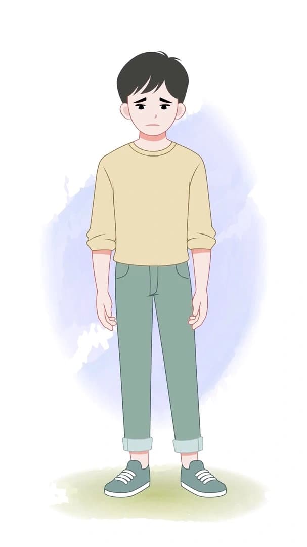 A cute young sad boy animated vector cartoon character AKA Jeffrey