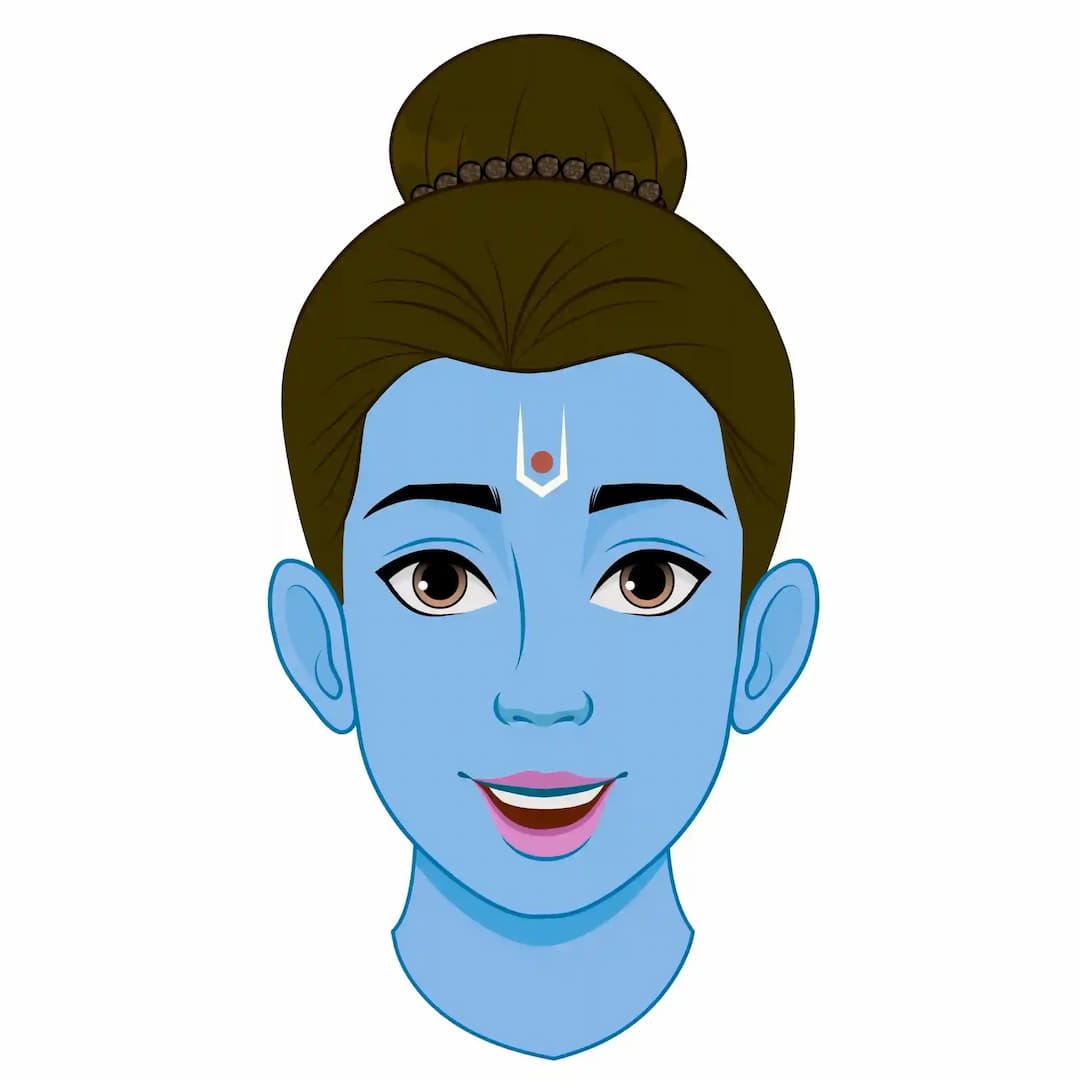 Sprite sheet of Lord Rama showing 15 facial expressions—neutral,gentle smile,joyful laugh,confident,determined,righteous anger,sad,thinking,meditative eyes-closed,prayerful,surprised,shocked,confused,concerned,triumphant—optimized for 2D animation and lip-sync AKA Lord Rama