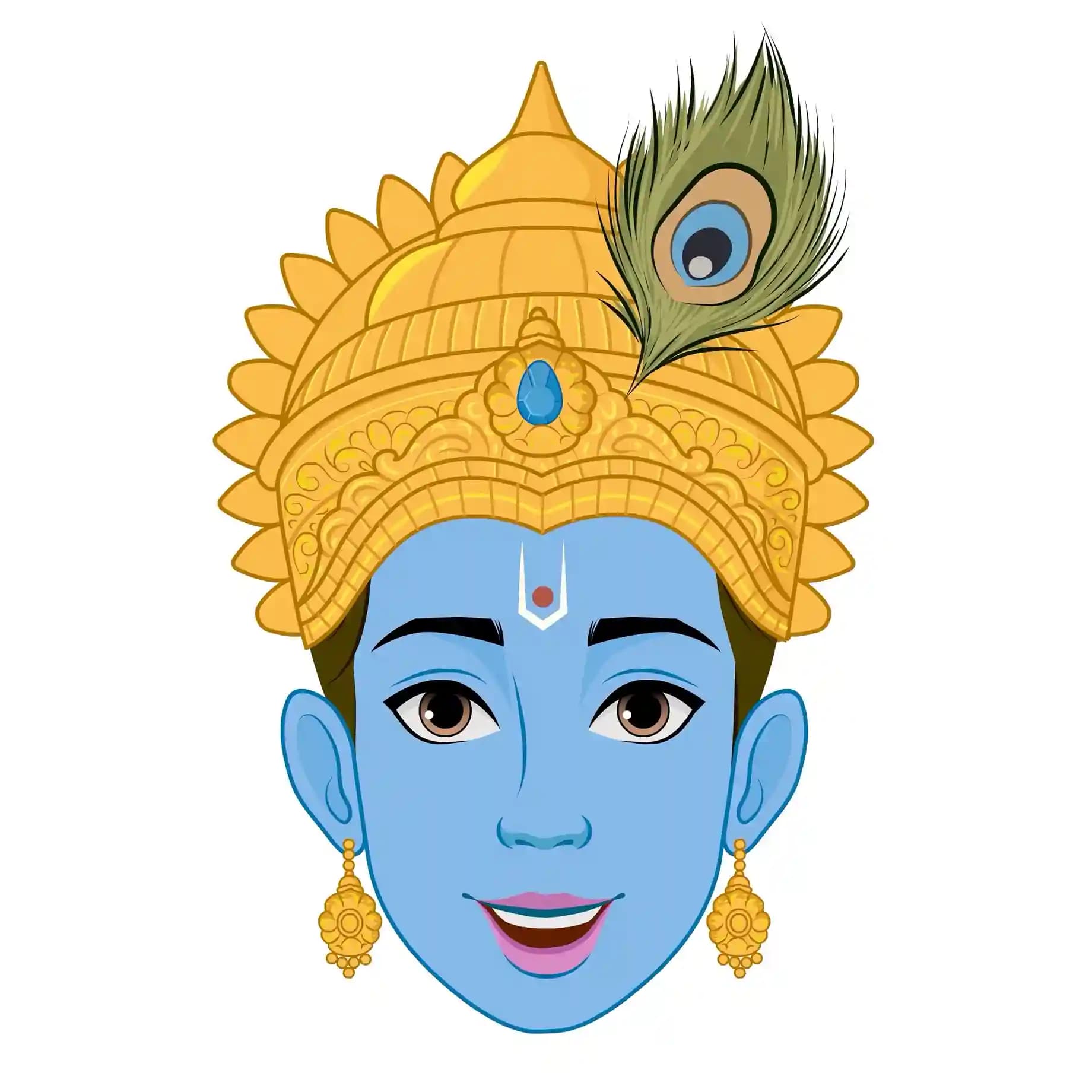 A single file showing multiple Lord Krishna face expressions and lip-sync mouth shapes—blue-skinned deity with peacock-feather crown—designed for animation, emotions, and visemes AKA Lord Krishna