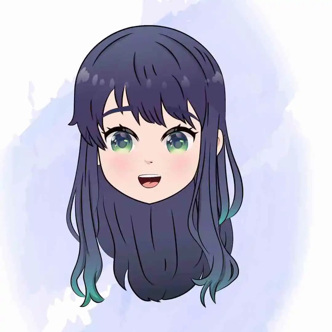 A cute anime girl animated cartoon face with different facial expressions aka mun yeong