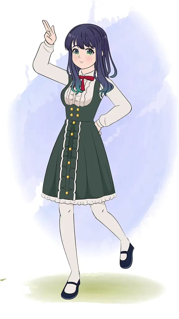 A happy cute anime girl animated cartoon character aka mun yeong