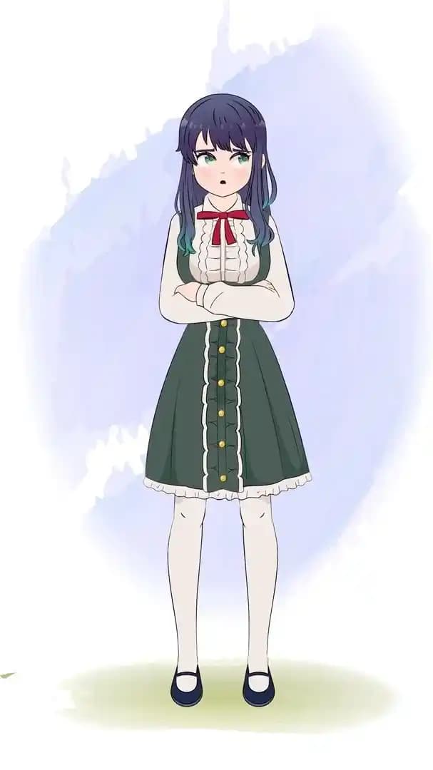 A cute annoyed anime girl animated vector cartoon character AKA Mun yeong