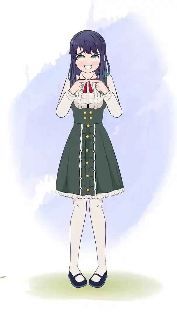 A nervous anime girl animated vector cartoon character AKA Mun Yeong