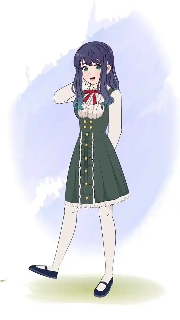 A cute happy anime girl animated vector cartoon character AKA Mun yeong