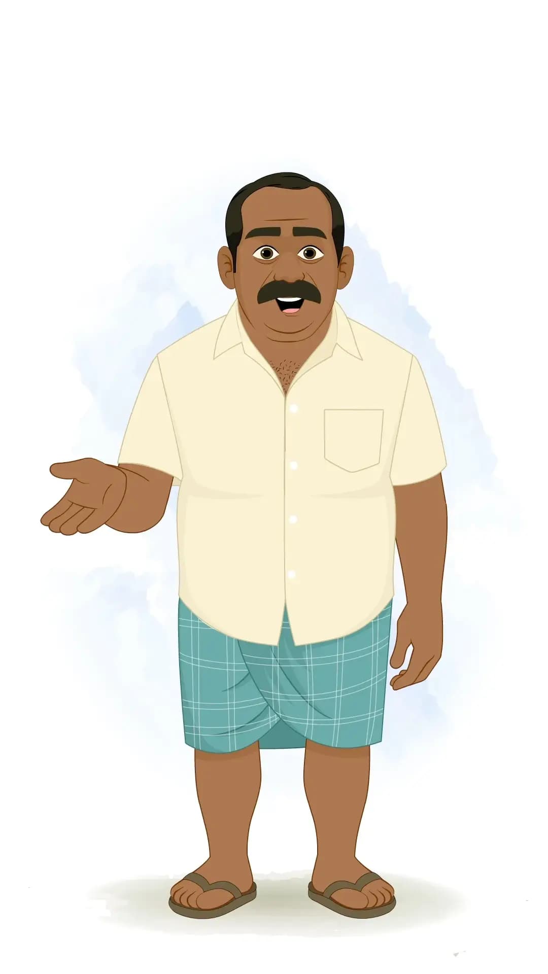 An Indian Man Front Talking Animated Vector Cartoon Character