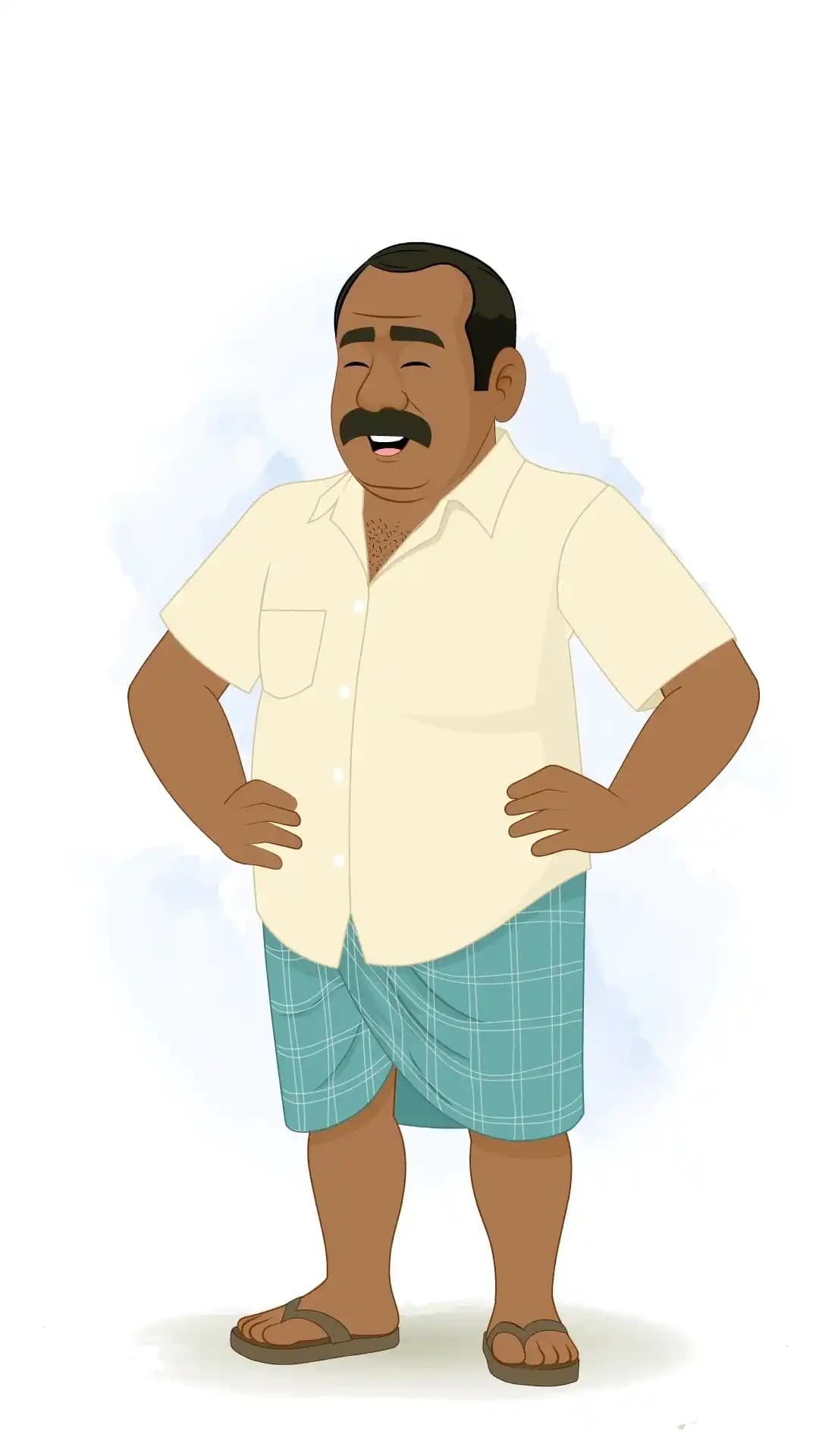 An Indian Man laughing Animated Vector Cartoon Character