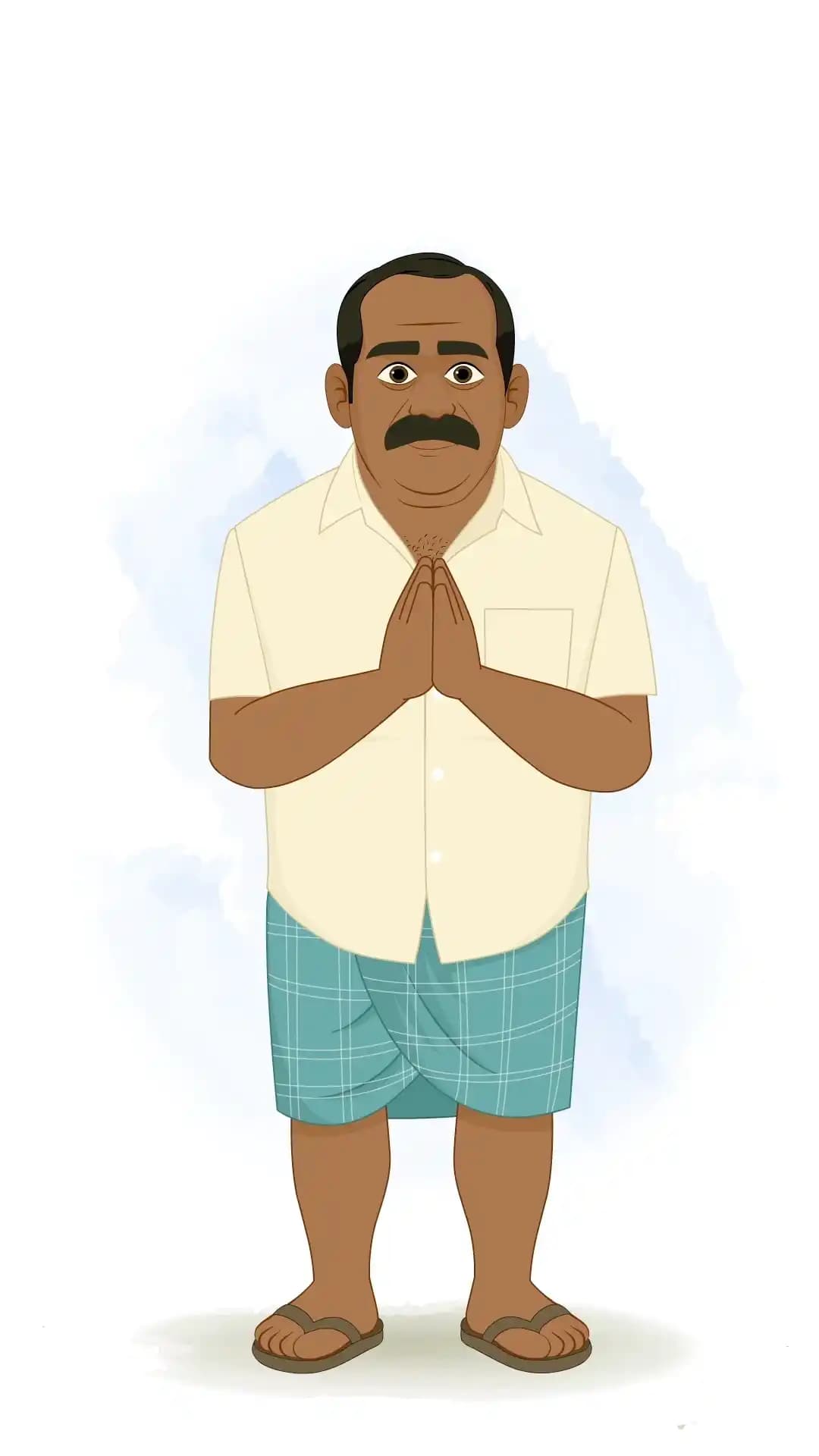 An Indian Man Namaste Greeting Animated Vector Cartoon Character