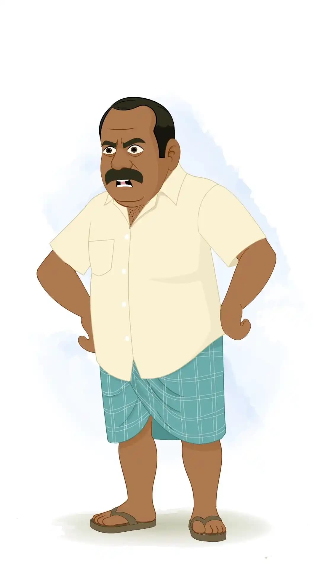 An Indian Man One Third Angry Animated Vector Cartoon Character
