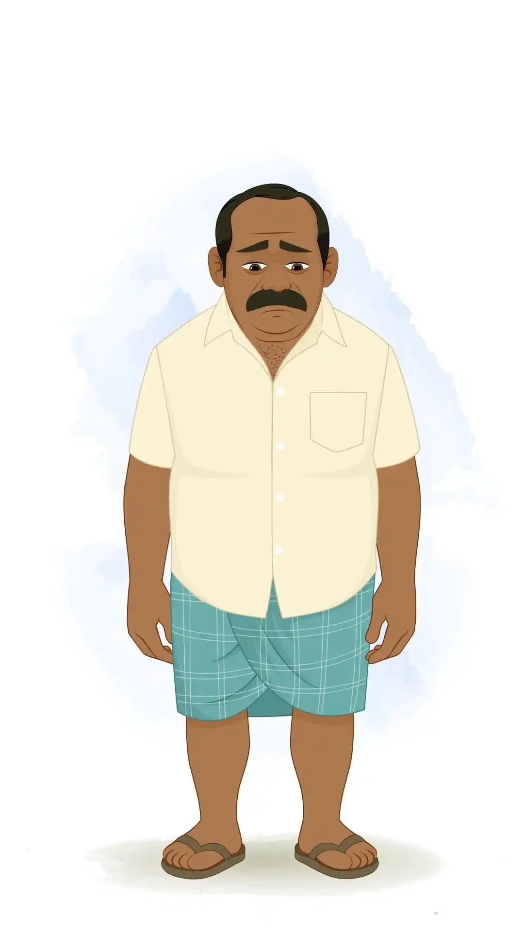 An Indian Man Sad Animated Vector Cartoon Character