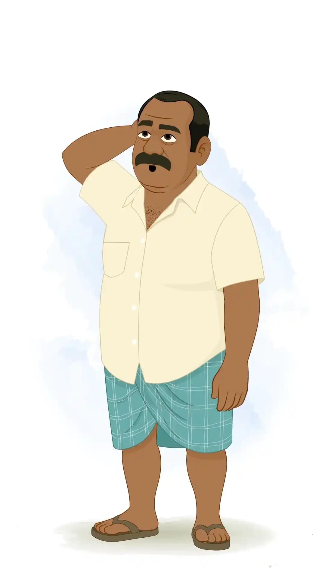 An Indian Man One Third Annoyed Animated Vector Cartoon Character