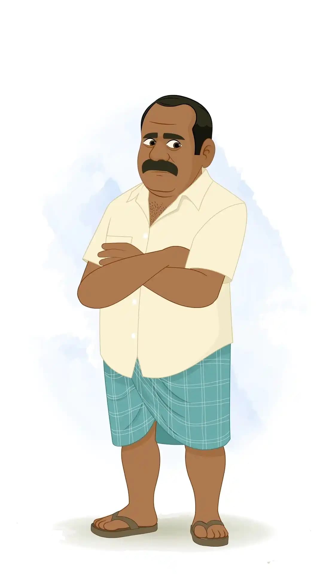 An Indian Man One Third Annoyed Animated Vector Cartoon Character