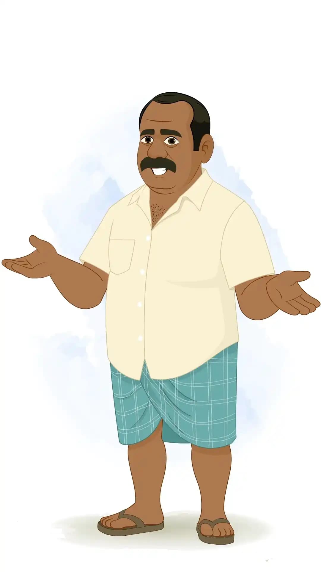 An Indian Man One Third Talk Animated Vector Cartoon Character