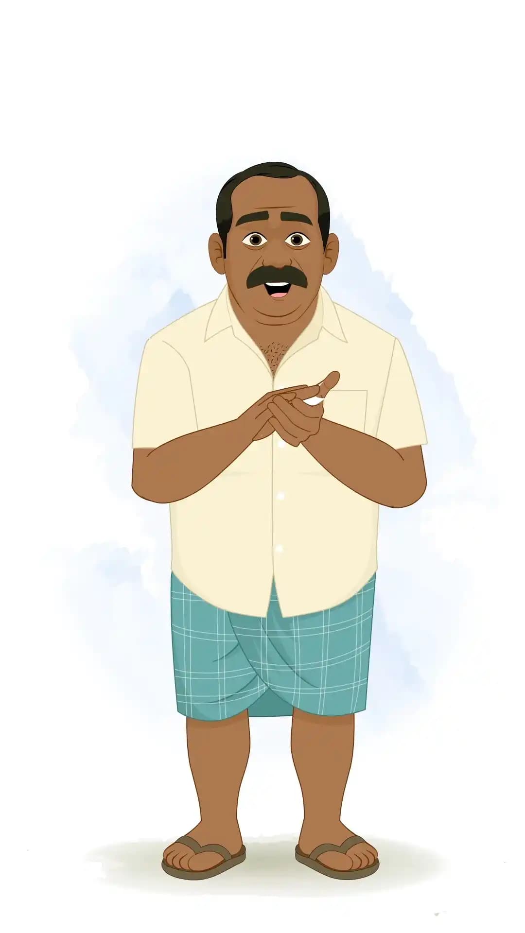An Indian Man Clapping Animated Vector Cartoon Character