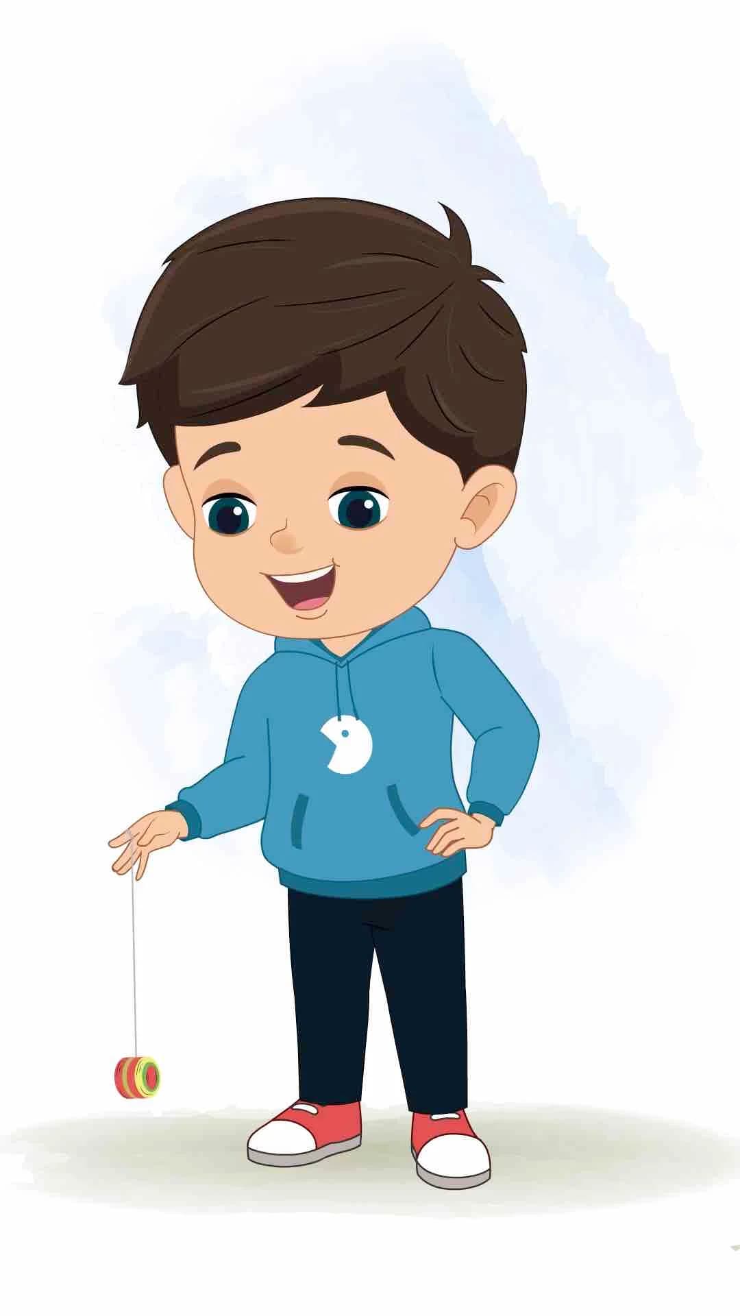 A little Indian boy playing yoyo animated vector cartoon character