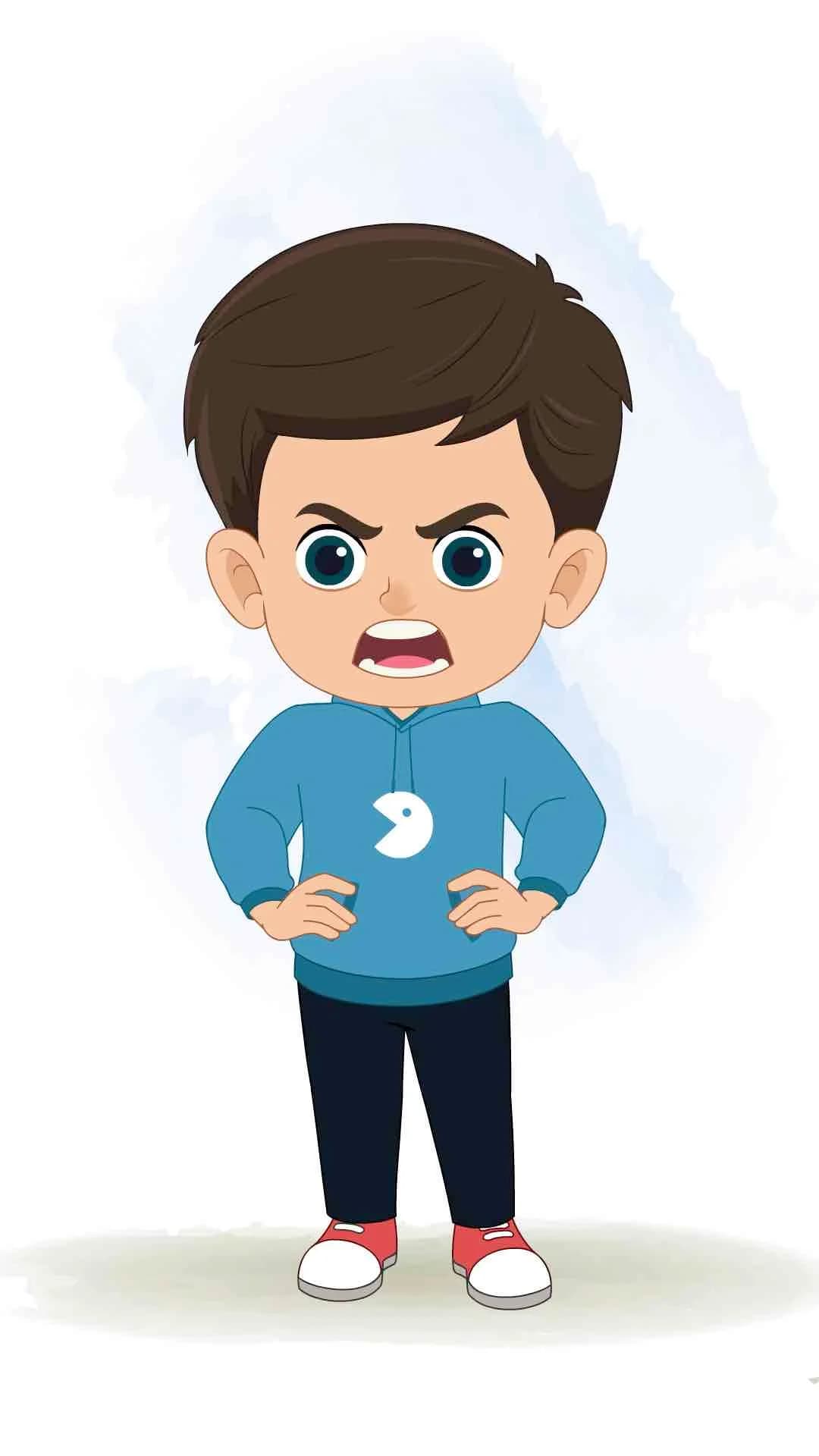 A little Indian angry boy animated vector cartoon character