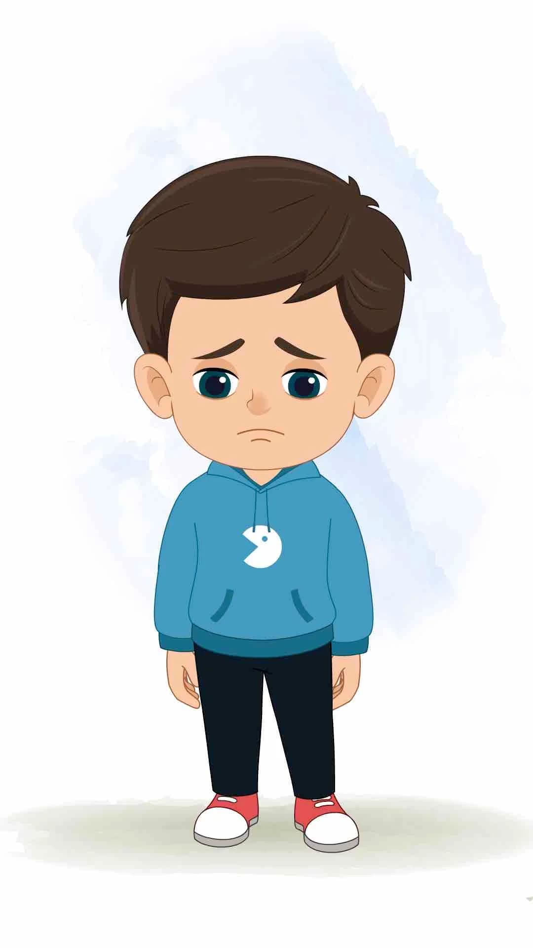 A little Indian sad boy animated vector cartoon character