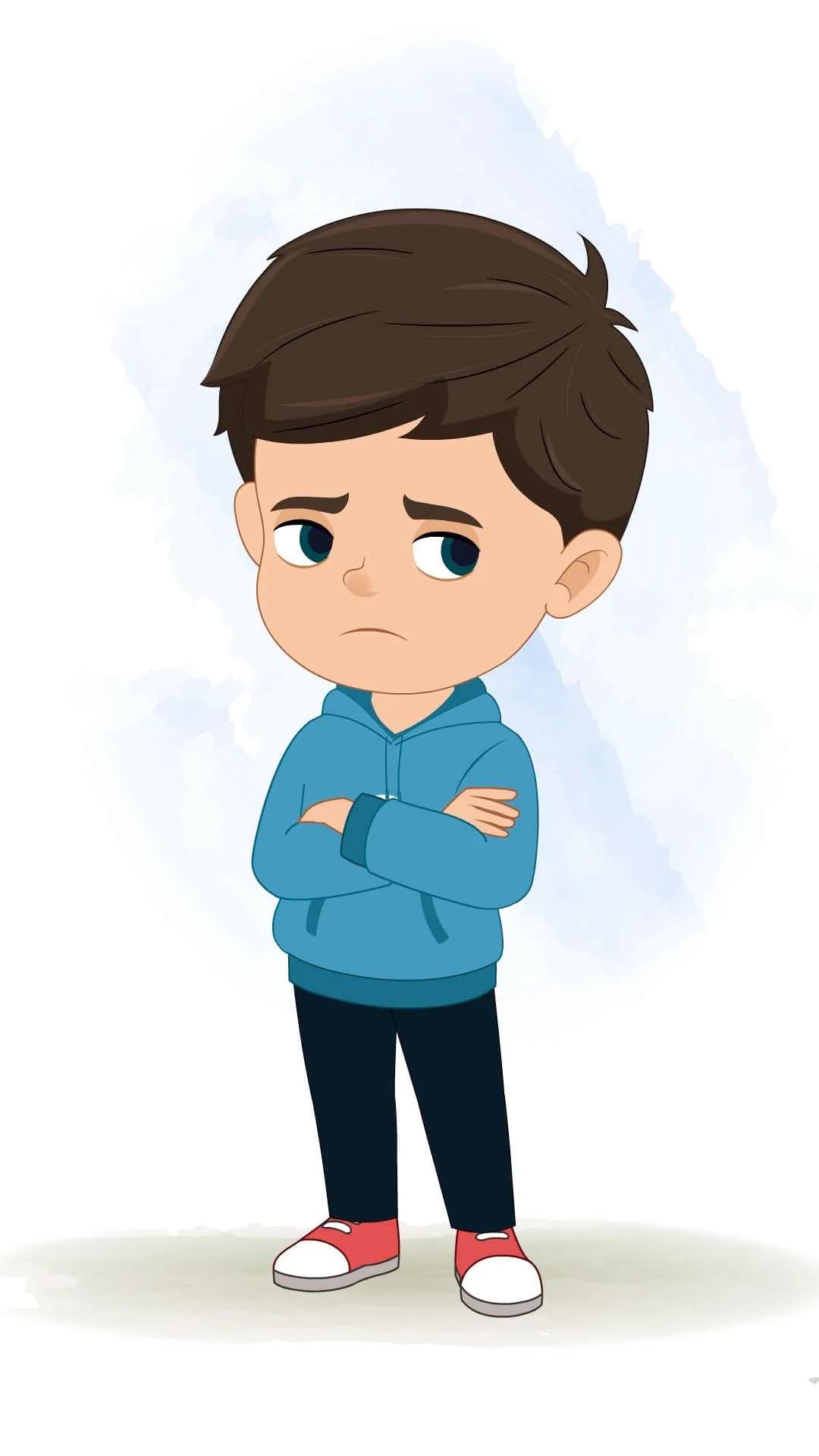A little Indian annoyed boy animated vector cartoon character