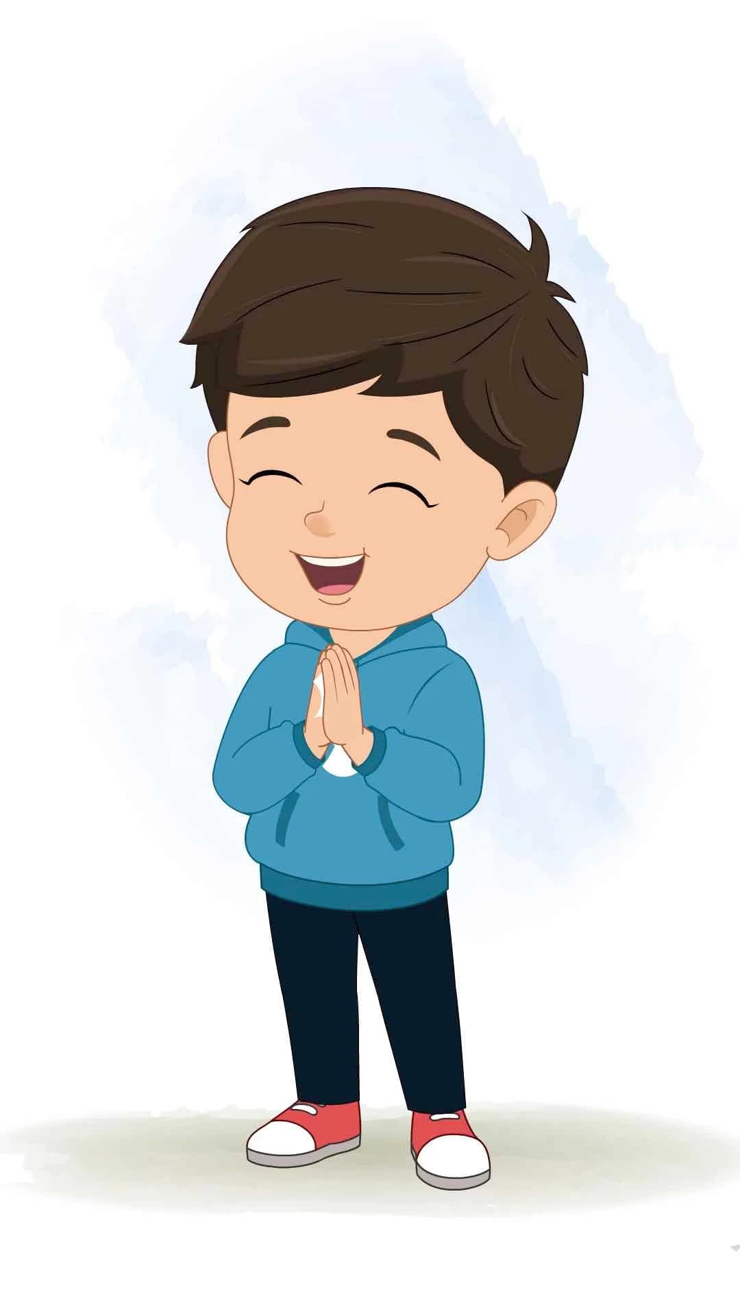A little Indian boy clapping animated vector cartoon character