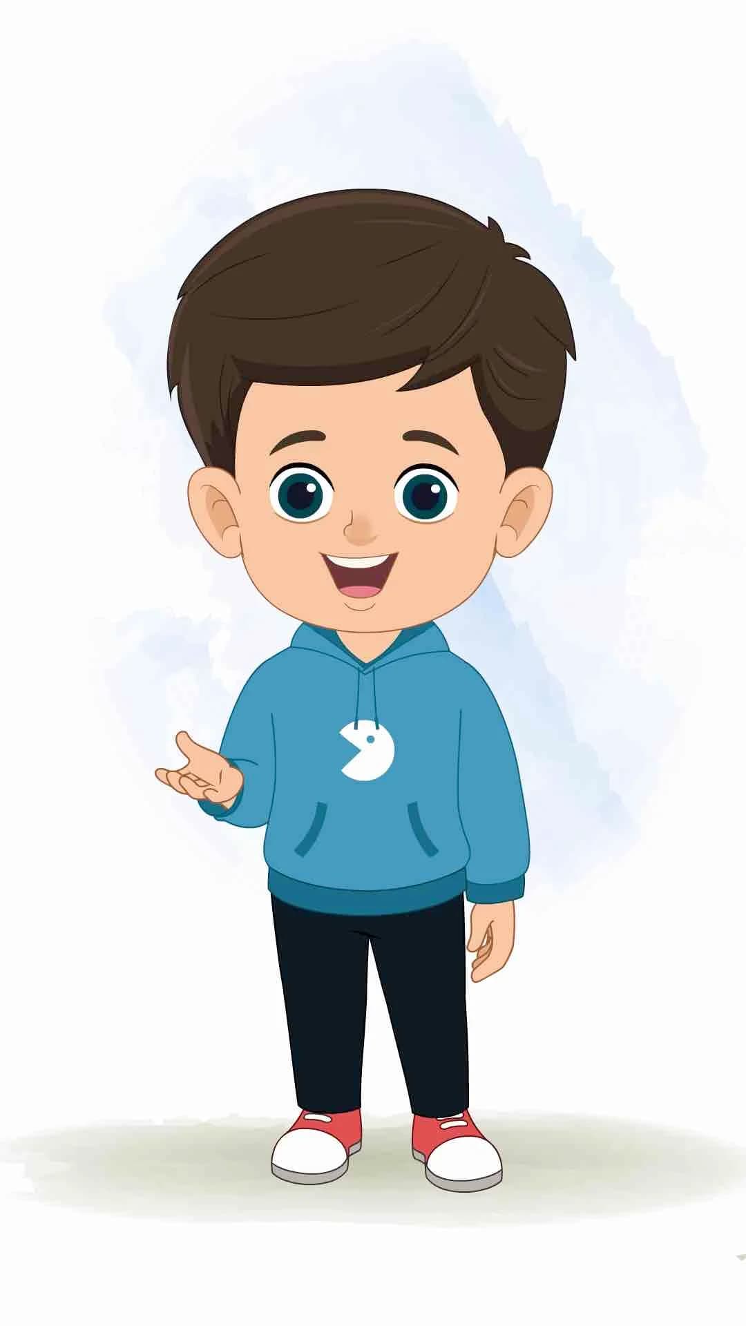 A little Indian boy talking animated vector cartoon character