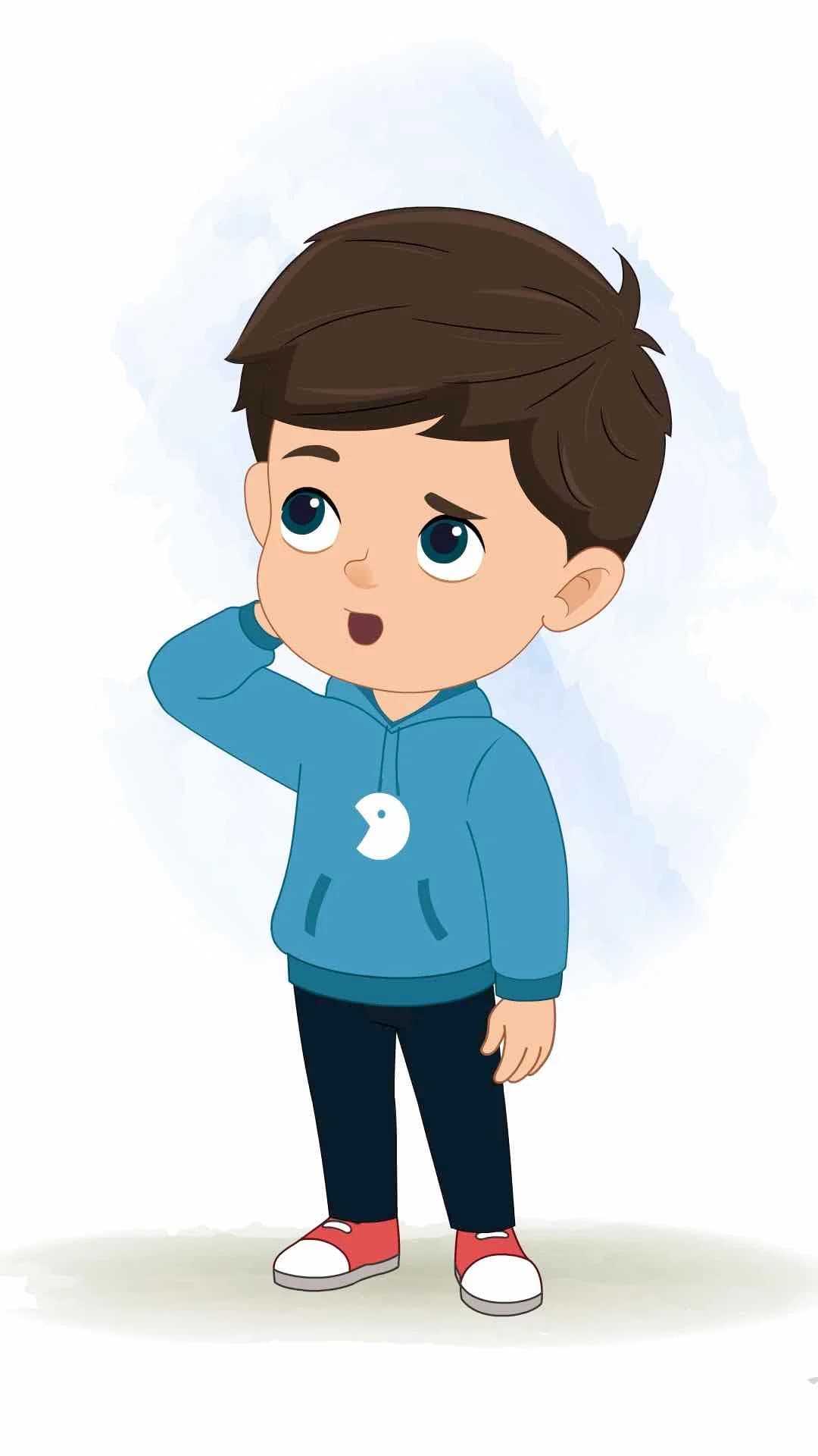 A little Indian boy confused animated vector cartoon character