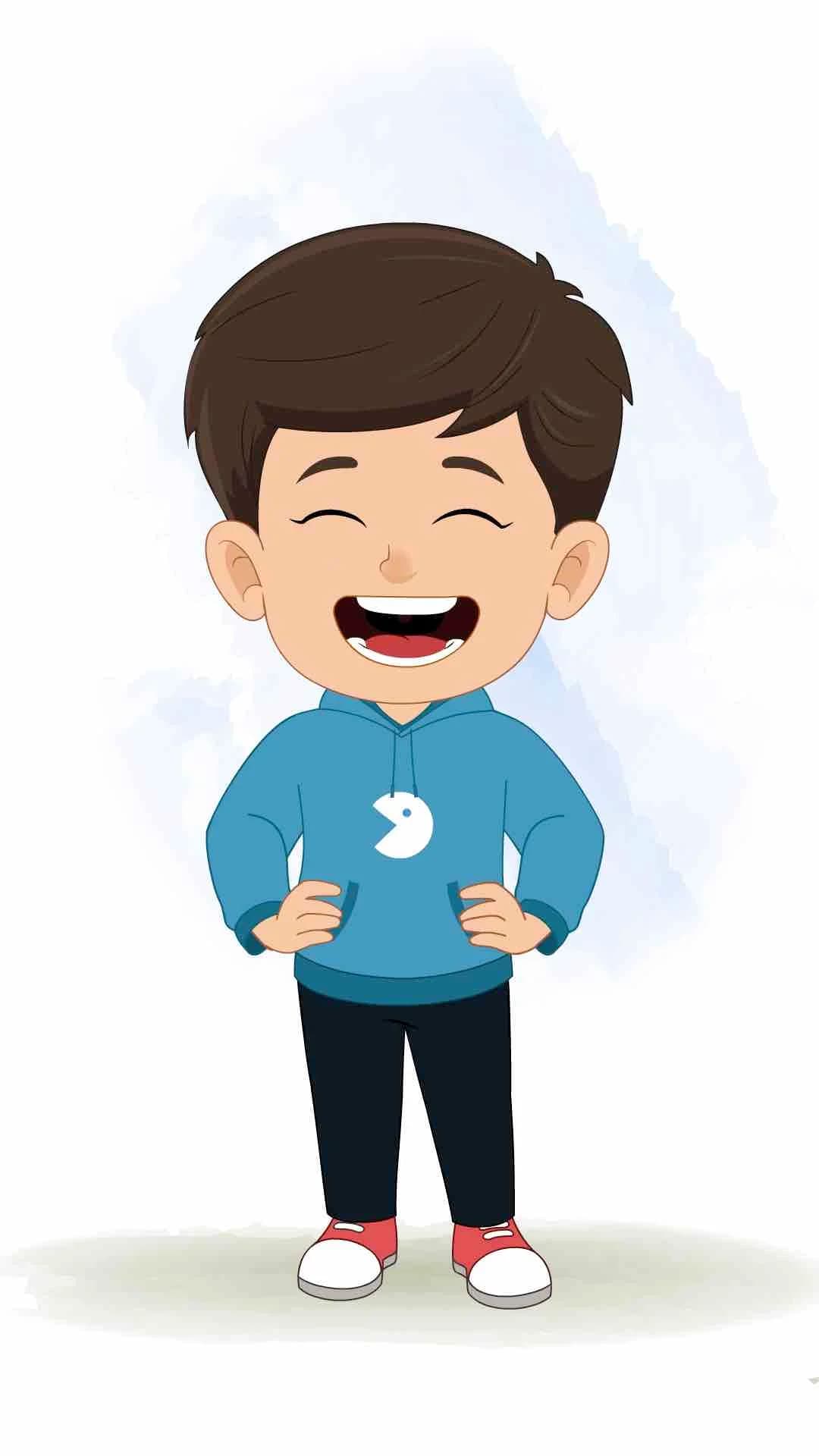 A little Indian boy laughing animated vector cartoon character