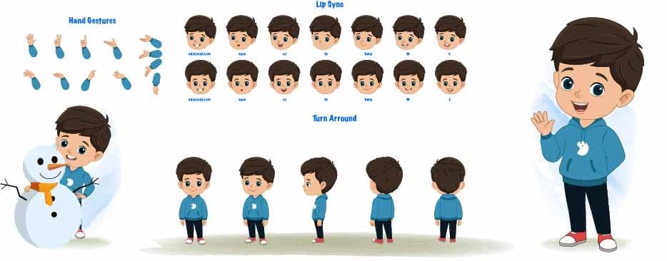 A little Indian boy  animated vector cartoon character