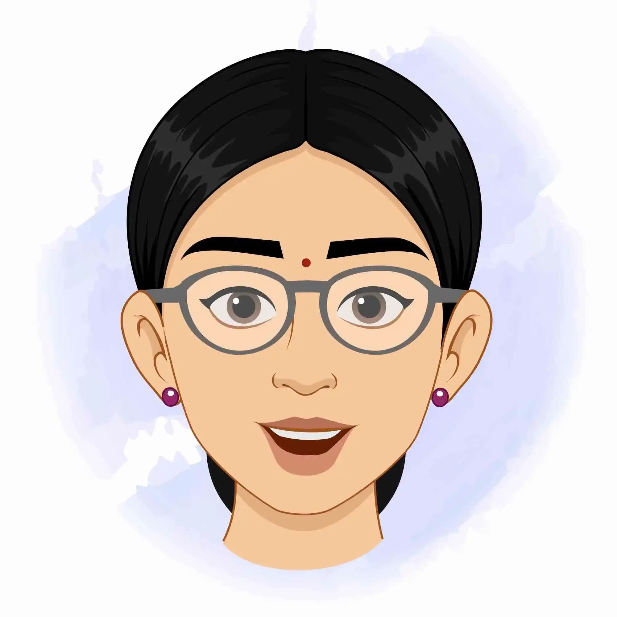 A young indian woman teacher face expression animated vector cartoon character AKA Hemlata