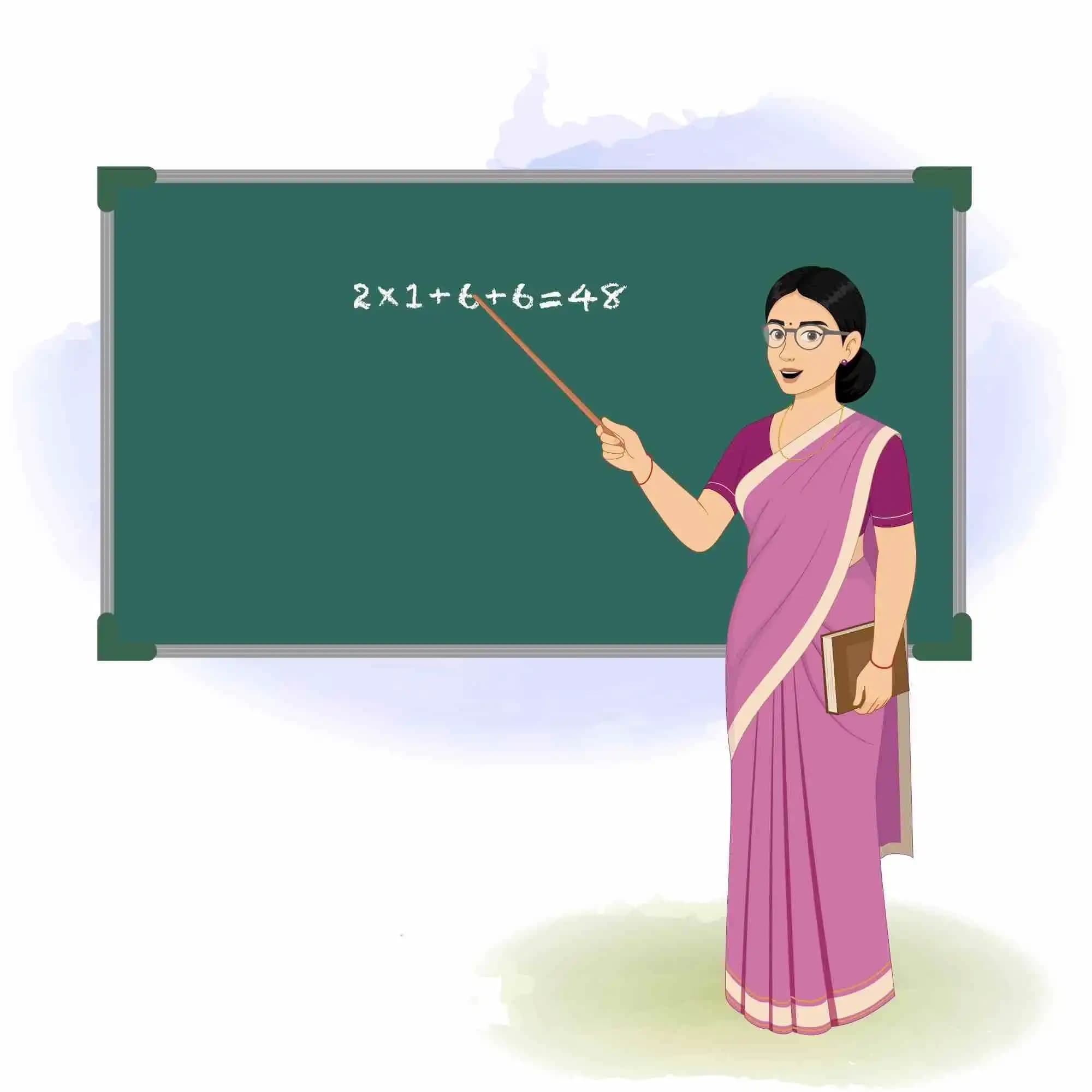 A young indian woman teacher teaching with book animated vector cartoon character AKA Hemlata