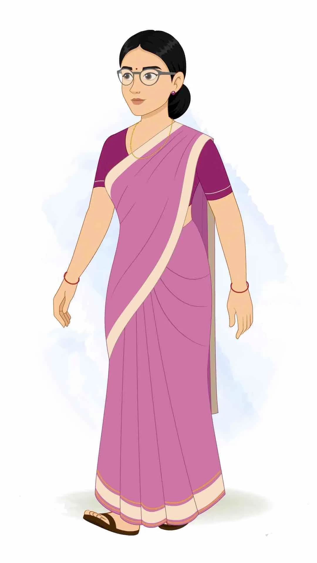 A young indian woman teacher walking animated vector cartoon character AKA Hemlata