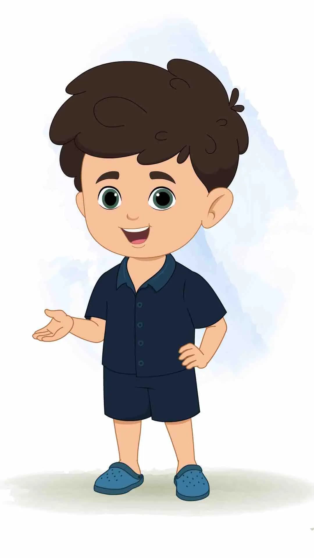 A little cute boy talking animated vector cartoon character AKA Hardik