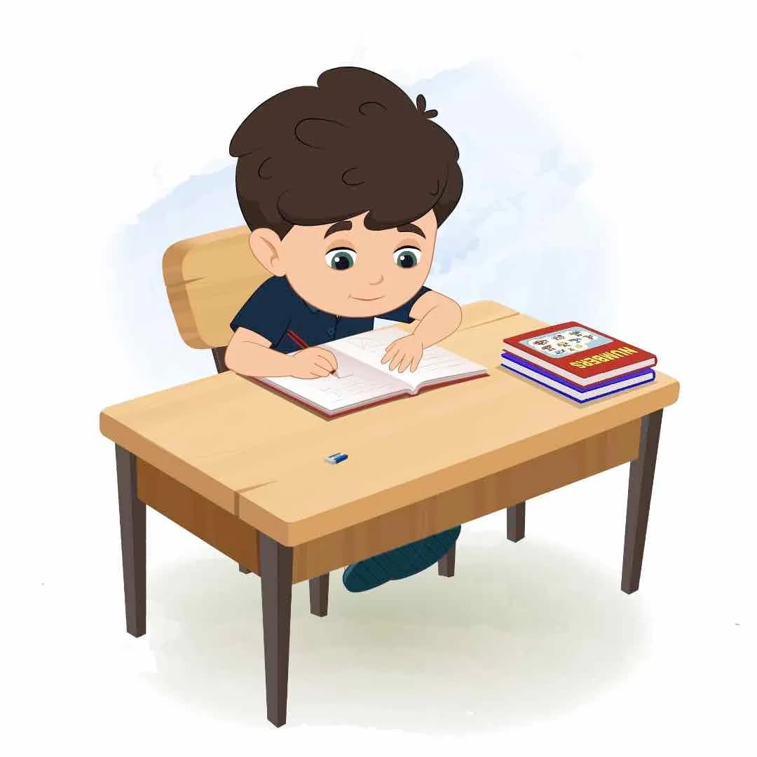 A little cute boy writing in notebook animated vector cartoon character AKA Hardik