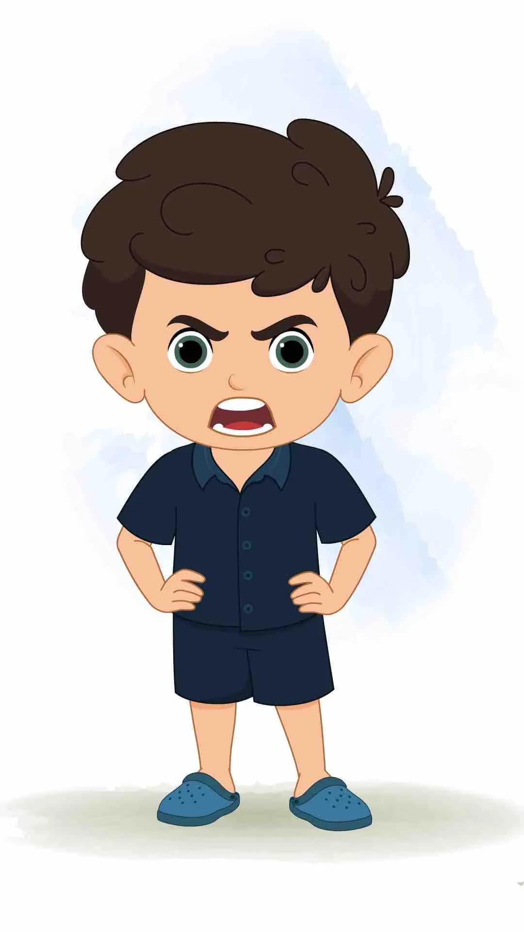 A little cute angry boy animated vector cartoon character AKA Hardik