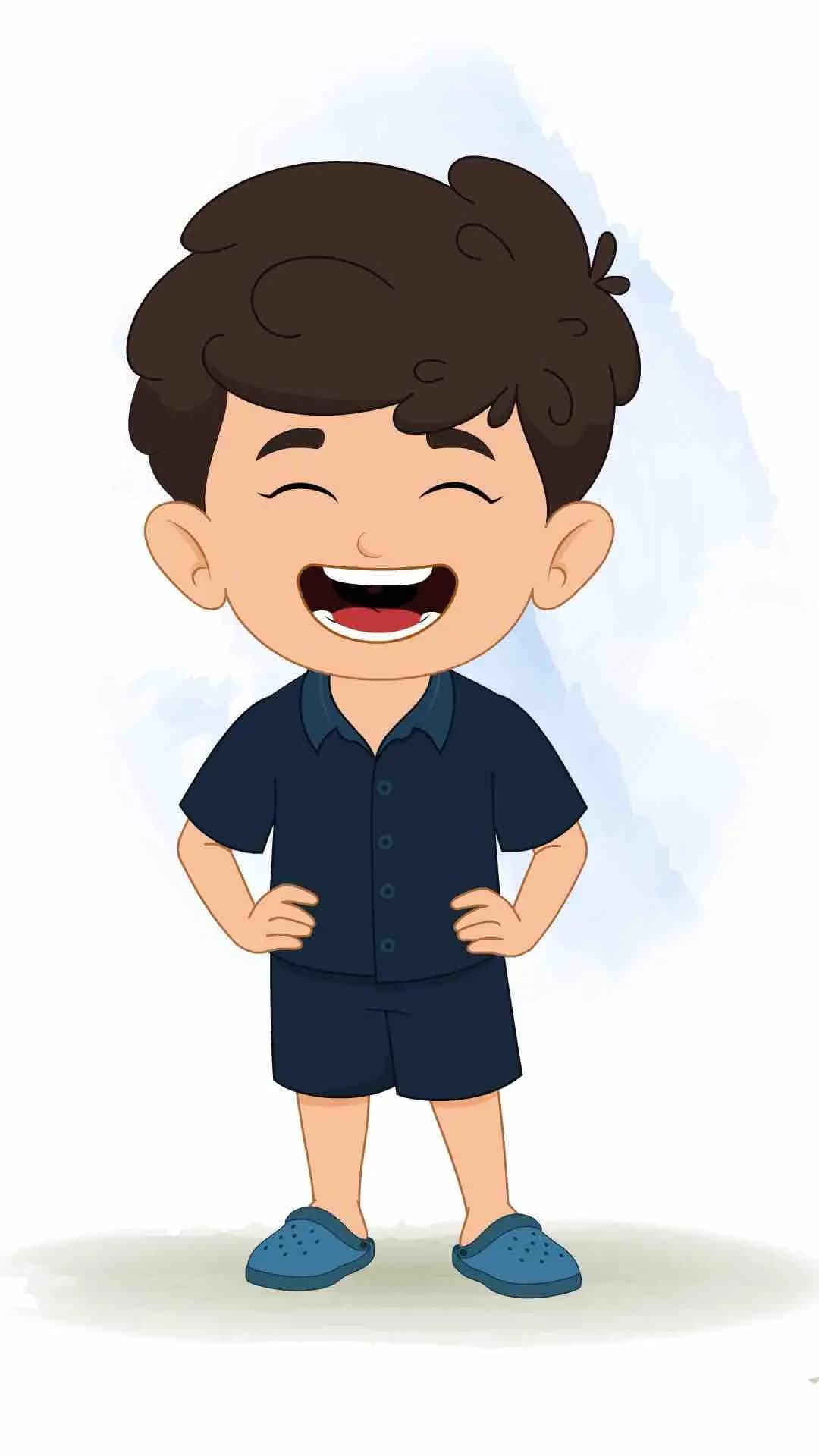 A little cute boy laughing animated vector cartoon character AKA Hardik